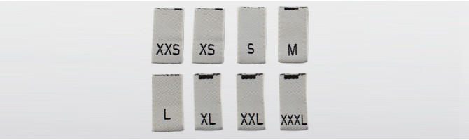 Hvit resirkulert polyester - vevde størrelsesetiketter XXS til XXXL