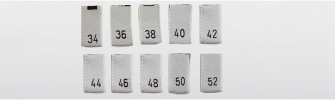 Hvit resirkulert polyester - vevde størrelsesetiketter 34 til 52