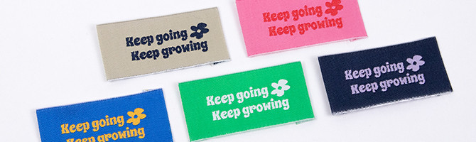 Sewing labels "Keep going. Keep growing."